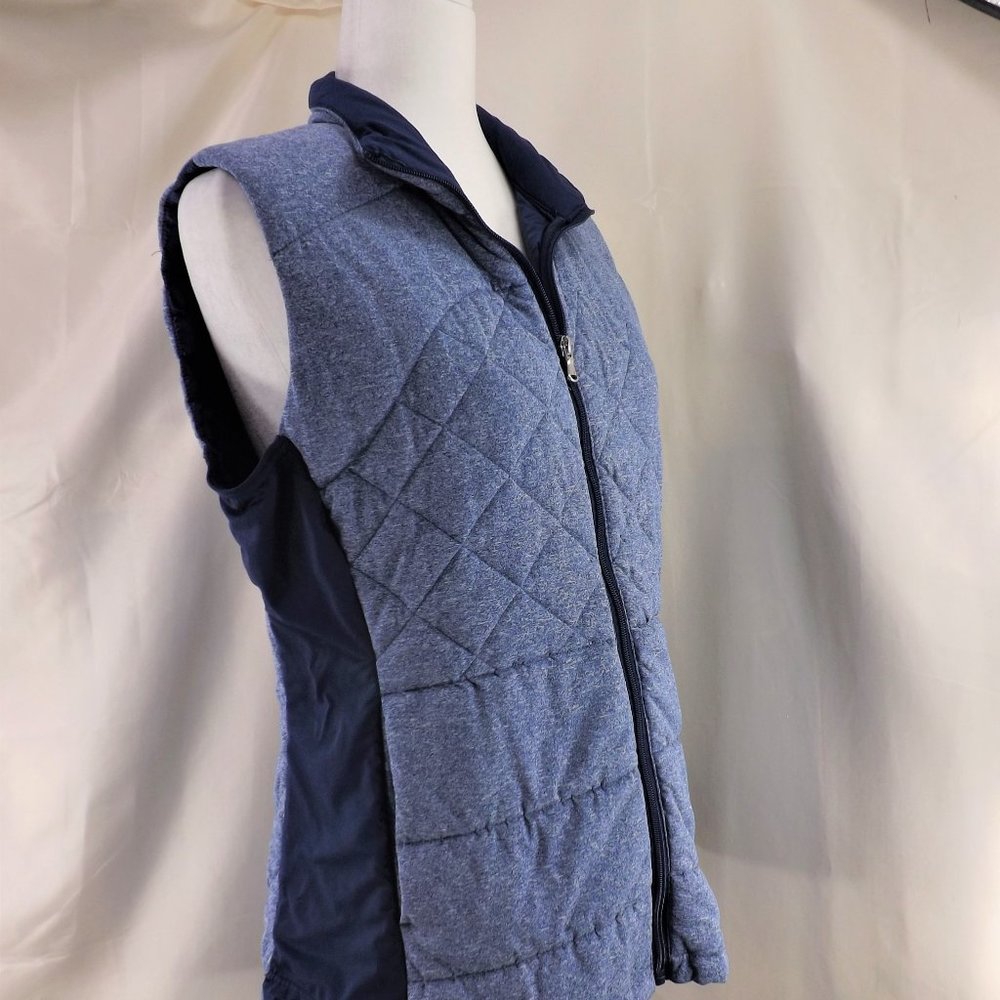 ZELOS NEW Blue Quilted Stretch Semi-Fitted w Pockets Zip Up Vest L - Picture 2 of 13